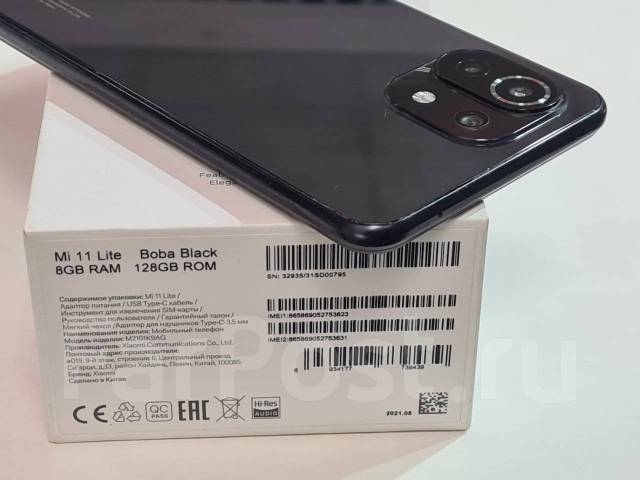 Xiaomi MI 11 Lite 128gb, 6.55", моноблок, черный, 3G, 4G LTE, NFC, б/у ...