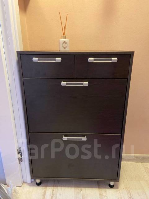 Обувница в прихожую, тёмное дерево, 70,0 см, 107,0 см, 33,0 см, б/у, в ...