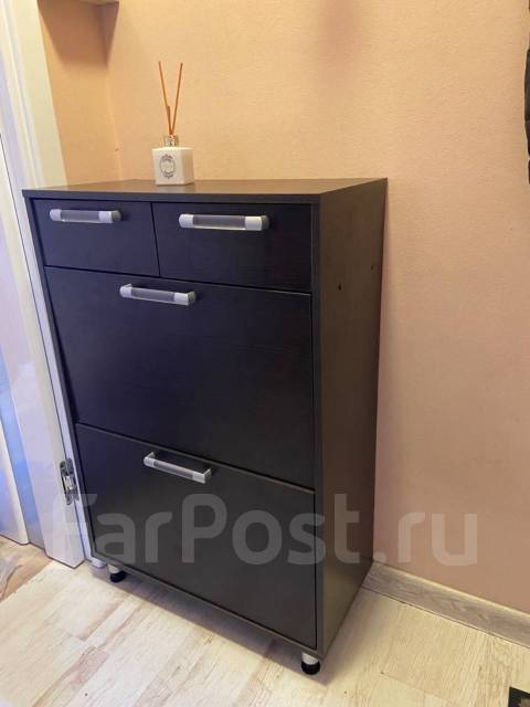 Обувница в прихожую, тёмное дерево, 70,0 см, 107,0 см, 33,0 см, б/у, в ...