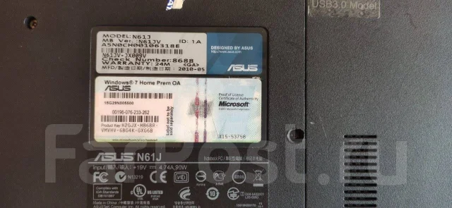 Asus N61Vg. 16.1", ��� 8 ��, ���� 256���, WiFi: 1 ����