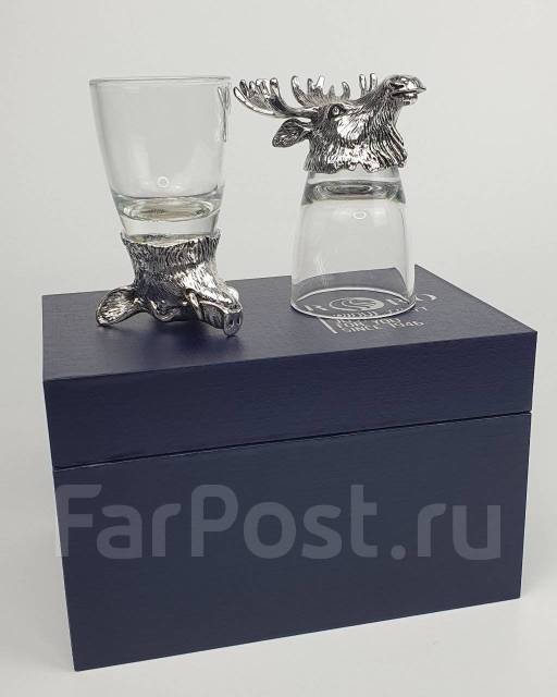 Подарочный набор из 2 стопок "Кабан и Лось" 18К Silverpla. Скидка 10% ...
