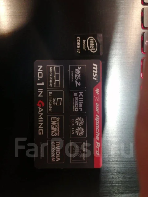 MSI GE72 2QF Apache Pro. 17.3", ��� 16 ��, WiFi: 1, Bluetooth: 1 ����