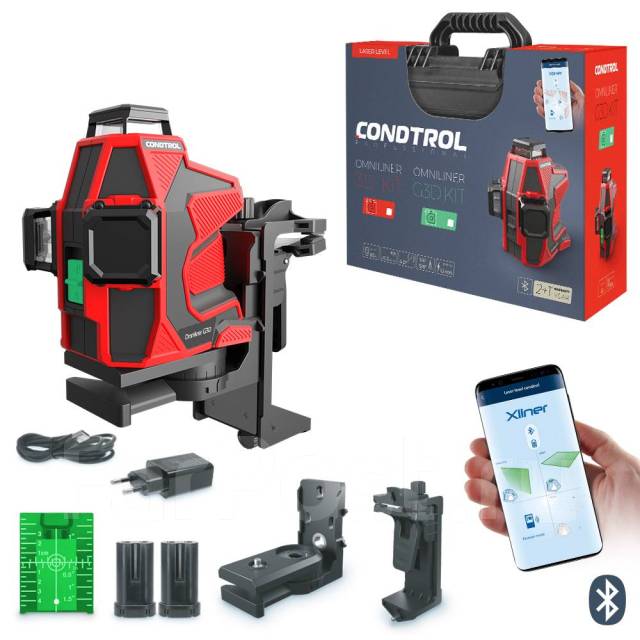 Лазерный нивелир Condtrol GFX 360 G3D KIT Дальность 80м, Зеленый лазер ...
