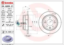 ���� ��������� ����. � �� ��������� Hyundai Sonata VI (YF) 06/09-12/15 / Hyundai Sonata VII (LF) 06/ Brembo 08A86921 08A86921 ����