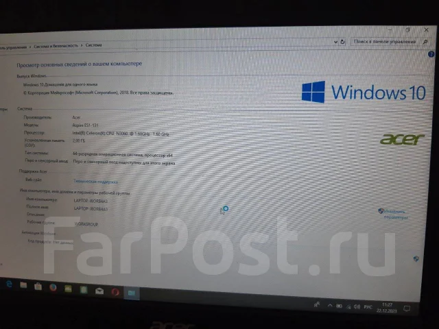 Acer Aspire ES1-131. 11.6", 2,2����, ��� 2048 ��, ���� 32���, WiFi: 1, ����������� �� 2��. ����