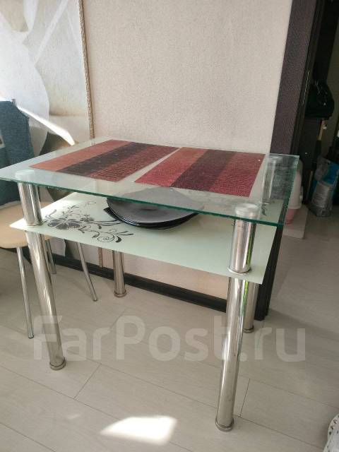 Стол Кухонный стеклянный столик 80/60, прямоугольный, раскладной, белый ...