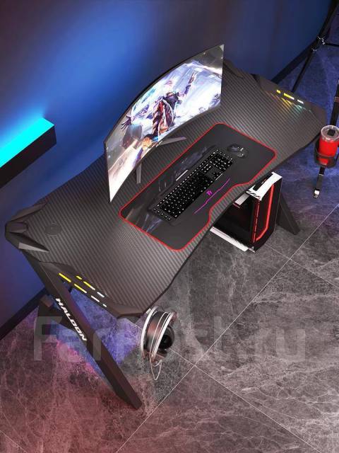 Геймерский стол с RGB подсветкой чёрный 140x60x75 (ПОД Заказ), другая ...