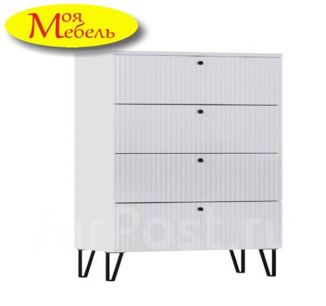 Комод Оливия графит софт, бел. глянец, мдф, количество ящиков: 4, 850,0 ...