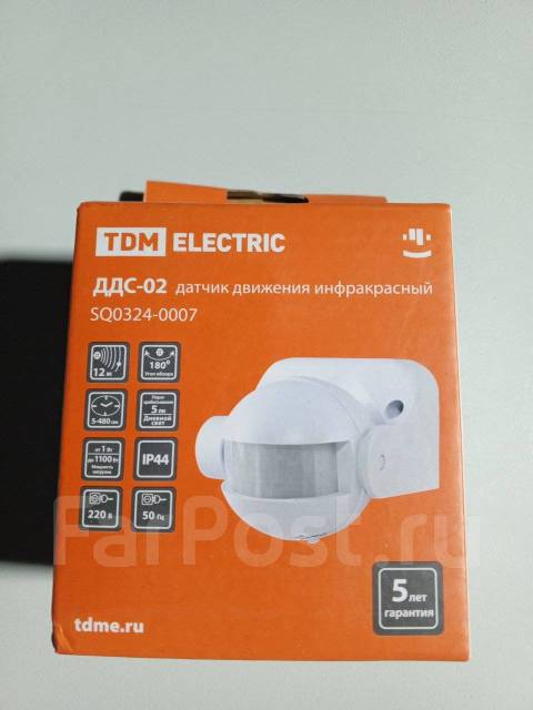 Датчик движения ДДВ-02 1100Вт 12м IP44 TDM, новый, в наличии. Цена: 265 ...