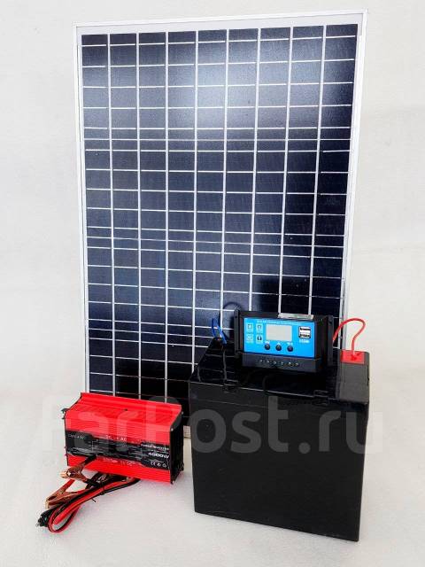Солнечная батарея, контроллер заряда, инвертор + аккумулятор Gel 12v ...