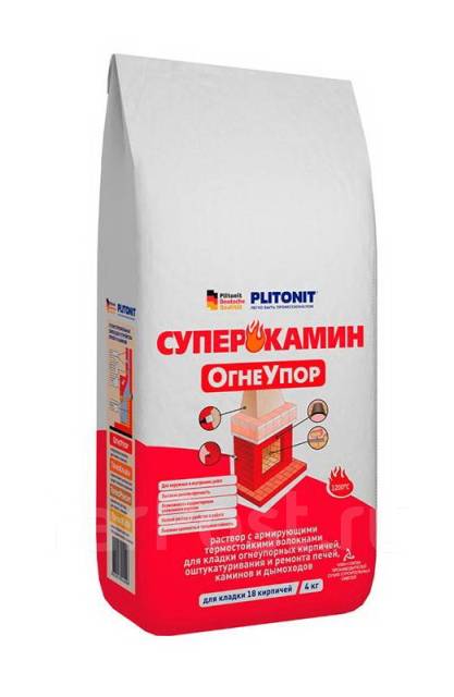 Смесь кладочная Plitonit ТермоКладка, для печей и каминов, 4кг, в ...