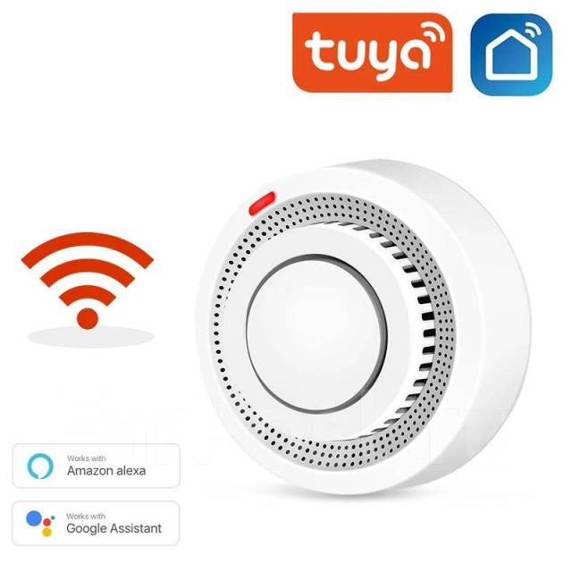 Умный датчик дыма Tuya автономный WiFi, извещатель, новый, в наличии ...