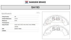 ������� ����. �����. ������ Hyundai Solaris NEW; KIA Rio NEW Sangsin Brake SA193 SA193 ����