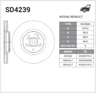 ����� ���������, �������� Qashqai Sangsin Brake SD4239 SD4239 ����