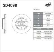 ����. ���� ���. ����. [318,5x28] 6 ���. Toyota Fortuner/ Hilux 2006- Sangsin Brake SD4098 SD4098 ����