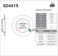 ���� ��������� ������ Mazda 3 (BK/BL) SD4419 Sangsin Brake SD4419 SD4419 ����