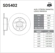 ���� ��������� ������ Volkswagen Jetta 00-05 R SD5402 Sangsin Brake SD5402 SD5402 ����