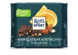 Шоколад Риттер Спорт темный МЯТА 100 гр. 1/12, в наличии. Цена: 132₽ во ...