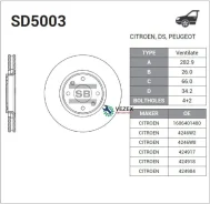 ���� ��������� Citroen Berlingo +ESP/C5/C4/Peugeot 207 05/307 05 �������� SD5003 Sangsin Brake SD5003 SD5003 ����