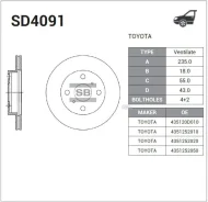 ���� ��������� Toyota Yaris 99-04 Sangsin Brake SD4091 SD4091 ����