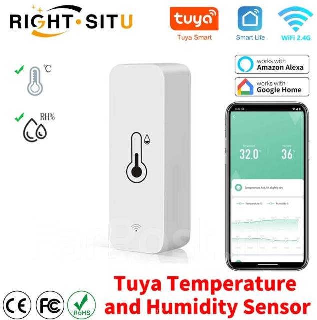 Умный Wi Fi датчик температуры и влажности Tuya, новый, в наличии во ...