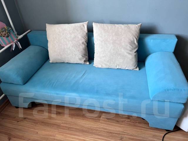 Продам диван-кровать, еврокнижка, ткань, серый, голубой, 190,0 см, 40,0 ...