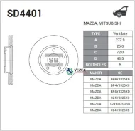 ���� ��������� �������� Mazda 3 I-II (2003-2013)/ 5 I-II (2005-2015)/ Premacy I-II (1999-2010) Sangsin Brake SD4401 SD4401 ����