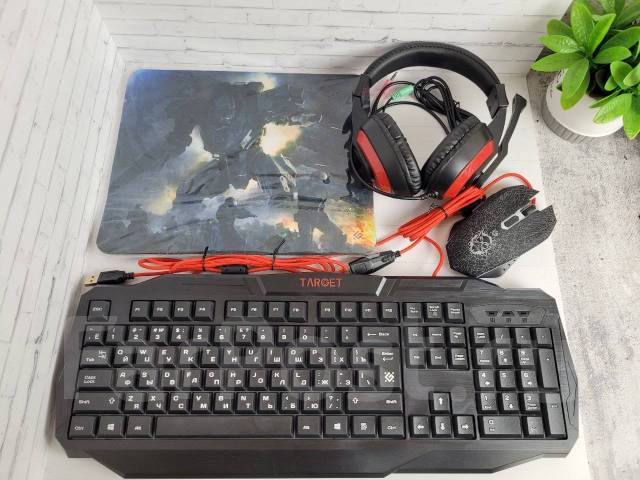 Игровой набор для ПК - клавиатура, мышь, наушники, коврик, новый, в ...