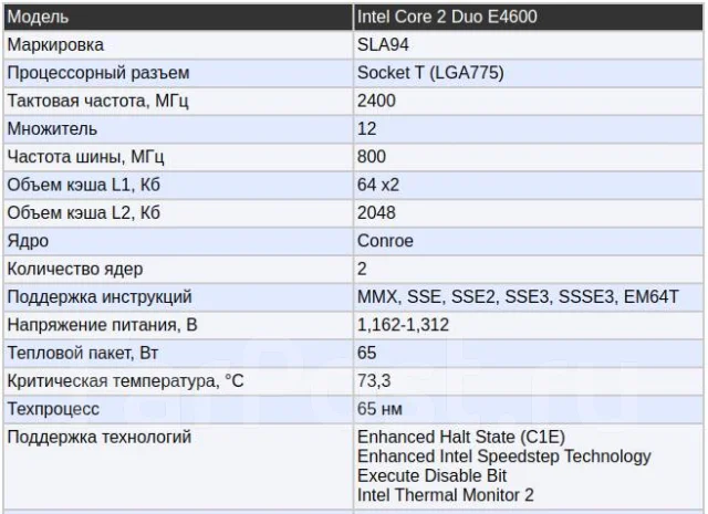 Intel Core 2 Duo E4600 ����