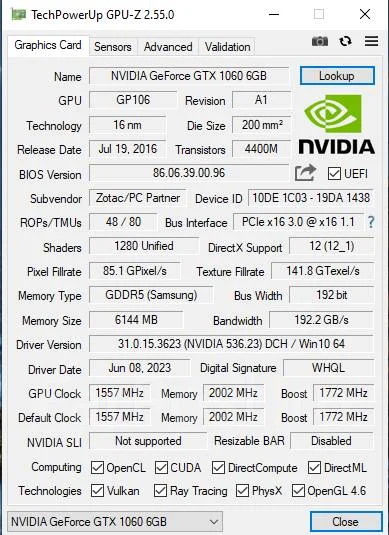 GeForce GTX 1060 ����