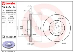 ���� ����. ���. [275x22] 5 ���. Toyota Auris/Corolla 1.4-1.8 01.07- Brembo 09A86411 09A86411 ����