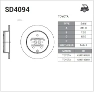 ���� ��������� (�����) Toyota Harrier (XU60) 13-20 / RAV4 05-19 Sangsin Brake SD4094, ������ SD4094 ����