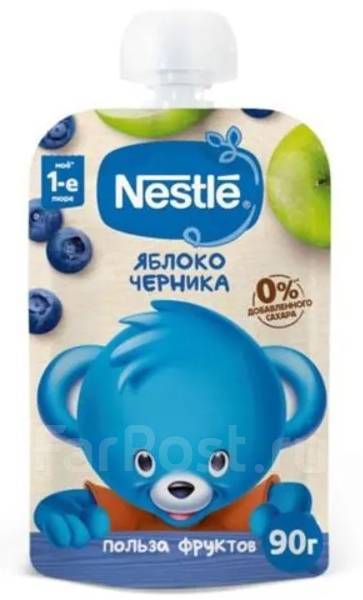 Пюре Нестле Nestle Яблоко Черника, пауч, с 5 мес. 90г, под заказ. Цена ...