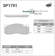 ������� ��������� BMW 1 E81/87/3 E90/91 �������� Sangsin Brake SP1791 SP1791 ����