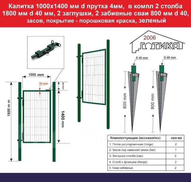 Дешевые Заборы рабица 1,5 и 2 метра высотой на забивных опорах, новый ...