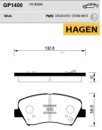 ������� ����. ���. Premium brake pads Hagen Hyundai Solaris 1.4/1.6 10- Sangsin Brake GP1400 GP1400 ����