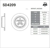 ���� ��������� ������ Nissan Murano 3.5 4WD 05 SD4209_ Sangsin Brake SD4209 SD4209 ����