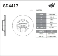����. ���� ���. ����. [299x25] 5 ���. Mazda 6 series 2007- Sangsin Brake SD4417 SD4417 ����