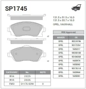 ������� ����. ���. OPEL Meriva 03-08 (D1176) Sangsin Brake SP1745 SP1745 ����