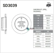 ���� ���������, ������ Chevrolet Captiva (2006- ), OPEL Antara (2006- ) Sangsin Brake SD3039 SD3039 ����