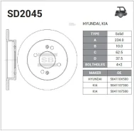 ����. ���� ���. [234x10] 4 ���. Hyundai i10 08-13; KIA Picanto 04- Sangsin Brake SD2045 SD2045 ����