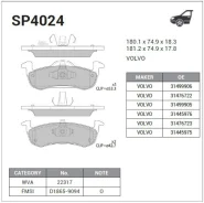 ������� ��������� �������� �������� �����:HI-Q Volvo XC90 II (256), Volvo XC60 II (246) Sangsin Brake SP4024 SP4024 ����