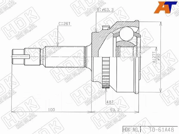 Шрус (Спереди/ Наруж) Lexus RX 03-06 / Toyota Avensis 03-08
