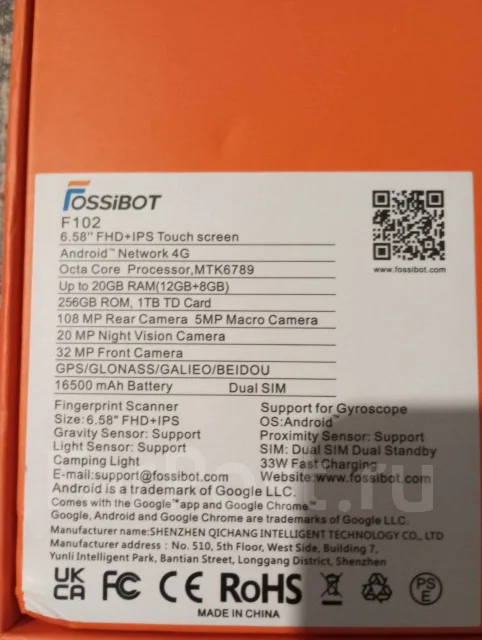 Fossibot F102. �����, 256 ��, 4G LTE, Dual-SIM, ����������, NFC ����
