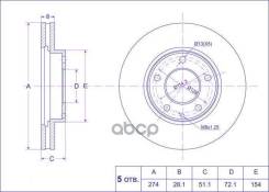   / /TI-GUAR  Mazda MPV 1999-2003 Xedos 9 1996-; D=274mm;  28mm; TG-T002-3325XA; (PD3513047S) 0986479016 09686310 24012...