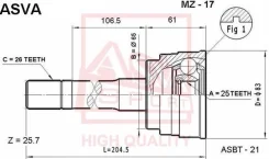 ���� �������� 25x65x26 mz17 ASVA MZ17 ����