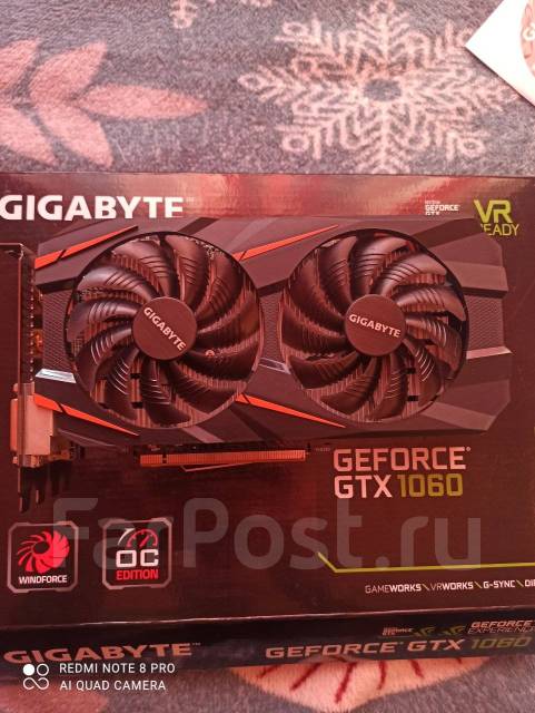Видеокарта Gigabyte GeForce GTX 1060 (6GB, GDDR5,192bit, HDMI), б/у, в ...