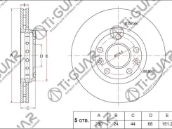 ���� ��������� /�������� /TI-GUAR ��� Renault Duster 2010- Kaptur 17- Fluence 2009- Arkana 2018- 280/24�� TG-40206-4151R RN43007 09. A727.11 402064151...