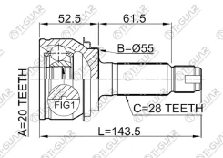 ���� ������ /�������� /TI-GUAR ��� Honda CR-V RE3, RE4 -2007 /20*55*28; TG-CVJ0086; 0310RER 42330SXSA01 CO1984 Hnrre Tiguar TG-CVJ0086 TGCVJ0086 ����