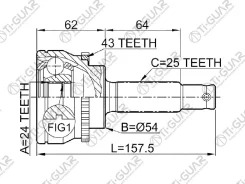 ���� �������� /TI-GUAR ��� Legnum 1996-/ABS /24*54*25; TG-7233Z43; (0410-033A43) MI033A43 MR196758 Tiguar TG7233Z43 TG7233Z43 ����